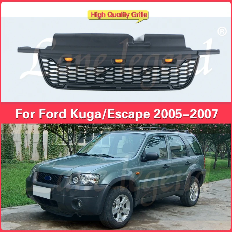 For Ford Escape Kuga 2005-2007 with LED lights on the decoration front bumper grille accessories Car Styling Accessories