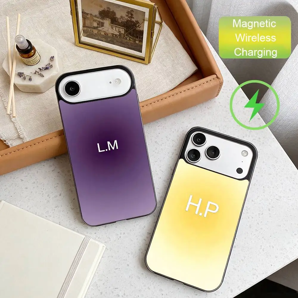 

Personalized Name Phone Case For iPhone17,16,15,14,13,12,11 Max Black Wireless Charging Protecitve Cover