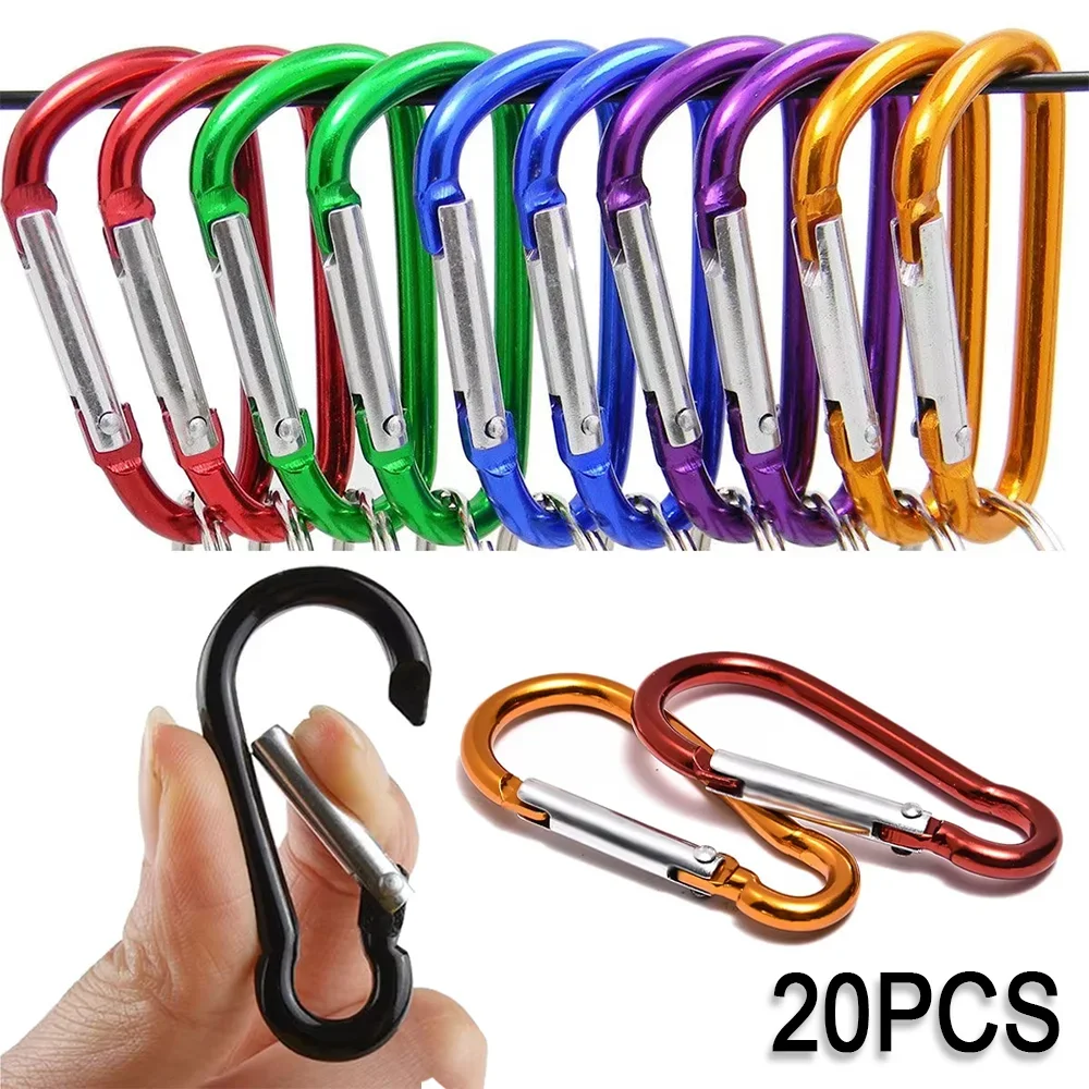 20 قطعة الألومنيوم المفاجئة هوك التخييم حلقة تسلق كليب التنزه الصيد السياحية Quickdraw زجاجة ماء مشبك تسلق اكسسوارات #1