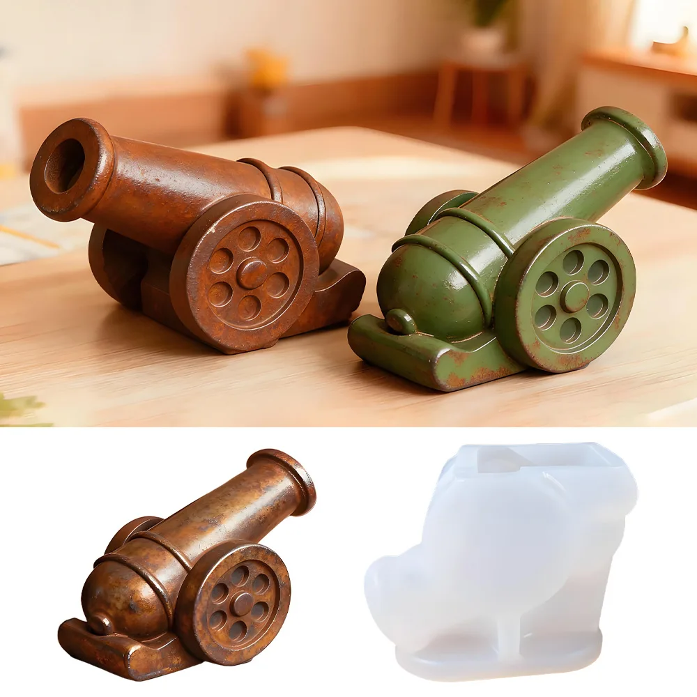 الإبداعية هاون لعبة مدفع قالب من السيليكون مدفع نموذج Diy بها بنفسك سيارة سطح المكتب الديكور الجص قالب أدوات تزيين الكعكة