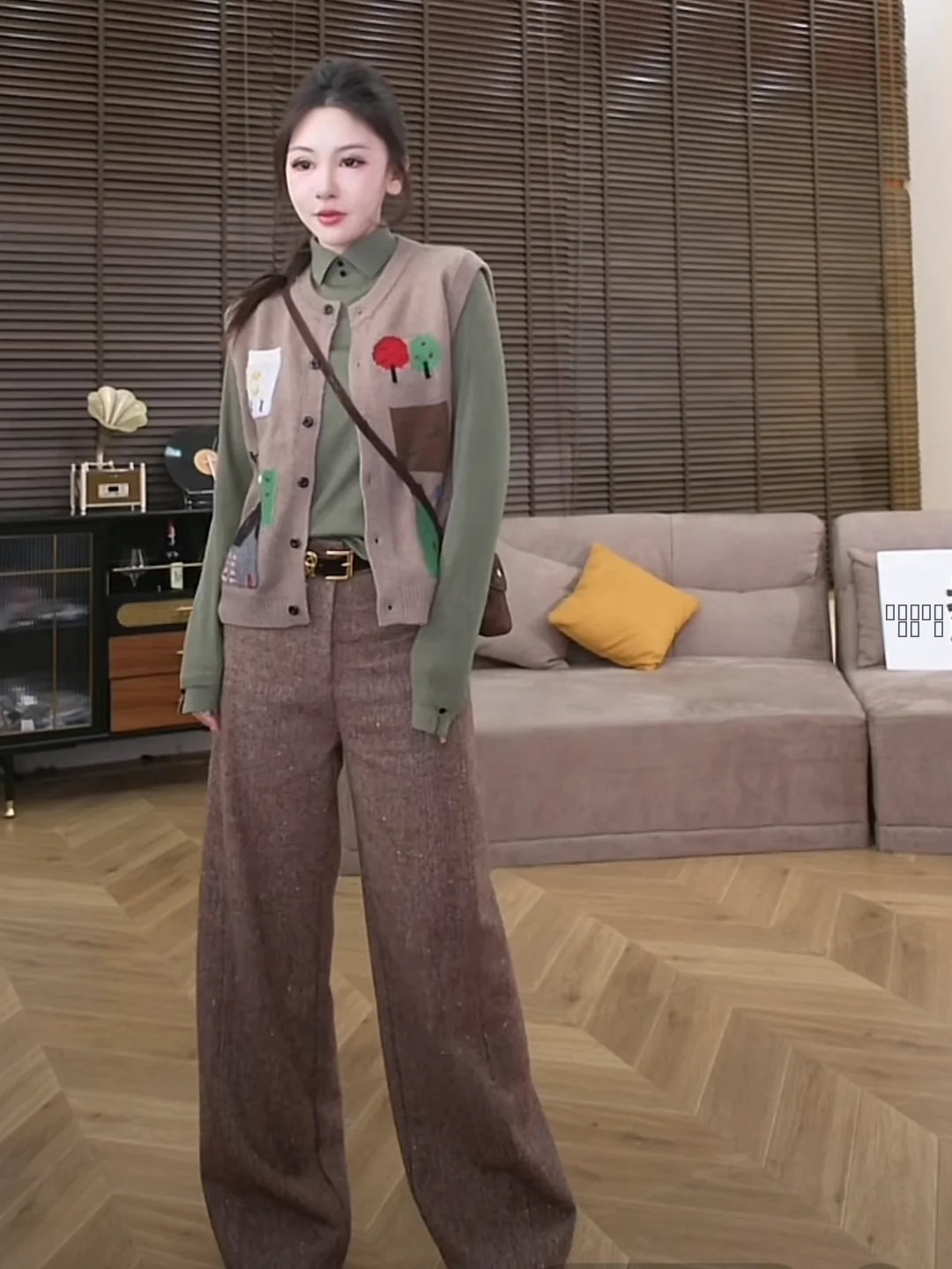 

BaiXue Recommended HuanChao Winter Faion Loose Slim Straight Leg Wool Casual Pants Women's l Waist Long Trousers