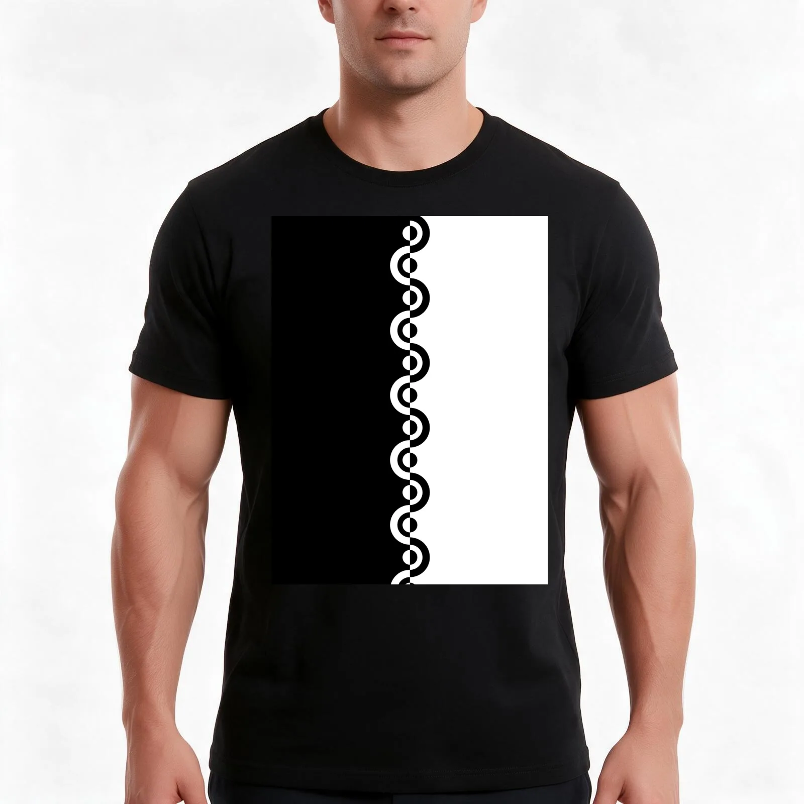 Black & White 60's Two Tone Mod Ska Pattern T-Shirt, Summer Casual Cotton Tee, Oversized Streetwear Tops, Vintage Graphic Print