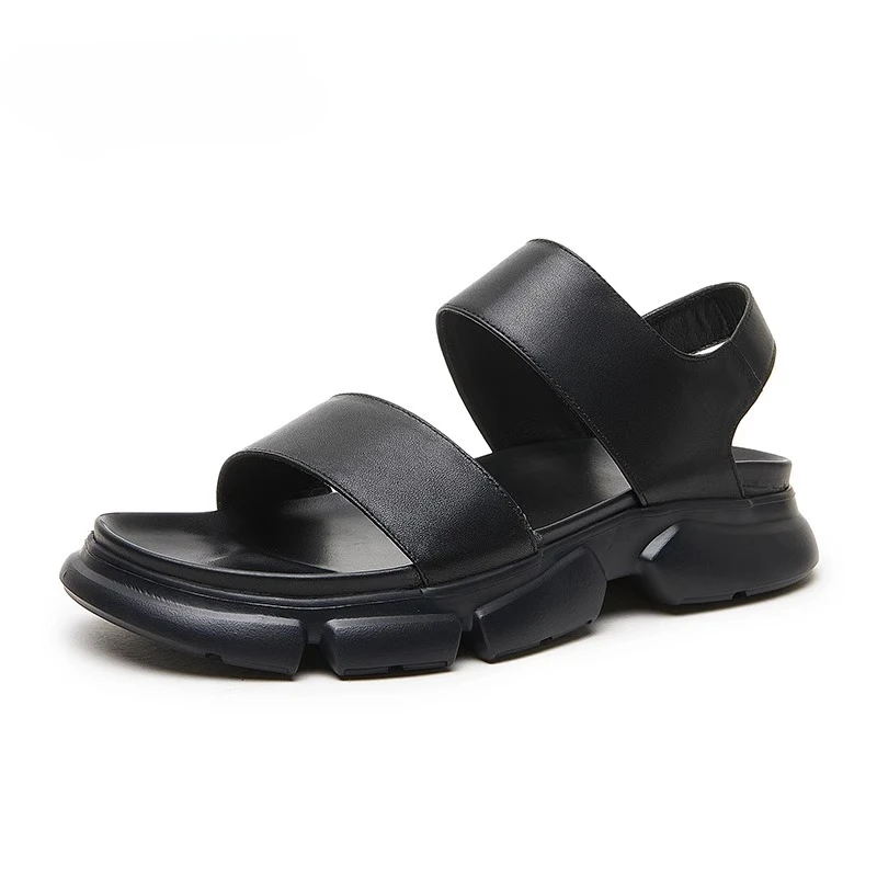 Summer Men's Thick Soled Roman Sandals Male Genuine Leather Breathable Sport Casual Open Toe Outdoor Wear Beach Shoes Youth