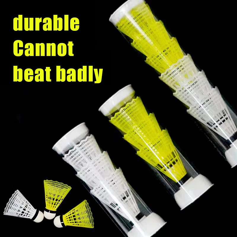 Plastic Badminton Ball ,Durable Yellow/White Student Nylon Badminton Ball Practice Competition And Training Purposes 1PC