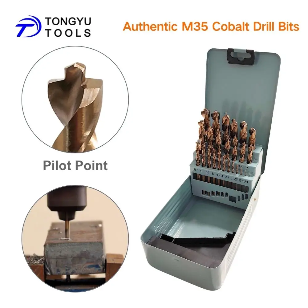 

25Pcs Cobalt Drill Bit Set 1-13mm Pilot Point HSS Co5 Jobber Twist Bits for Stainless Steel Hard Metal Clean Accurate Drilling