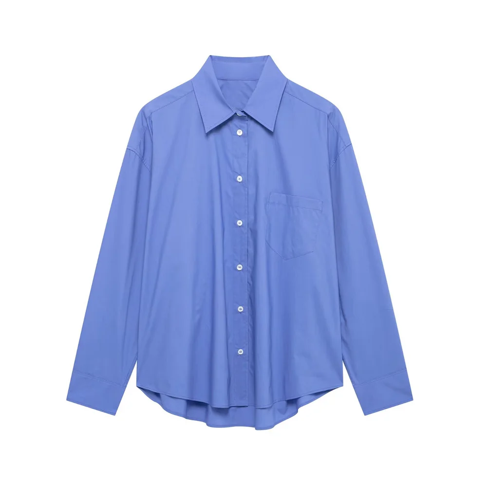 

UNIZERA Women's Solid Color Loose Shirt with Collar Button Decoration Spring/Summer New Women's Clothing