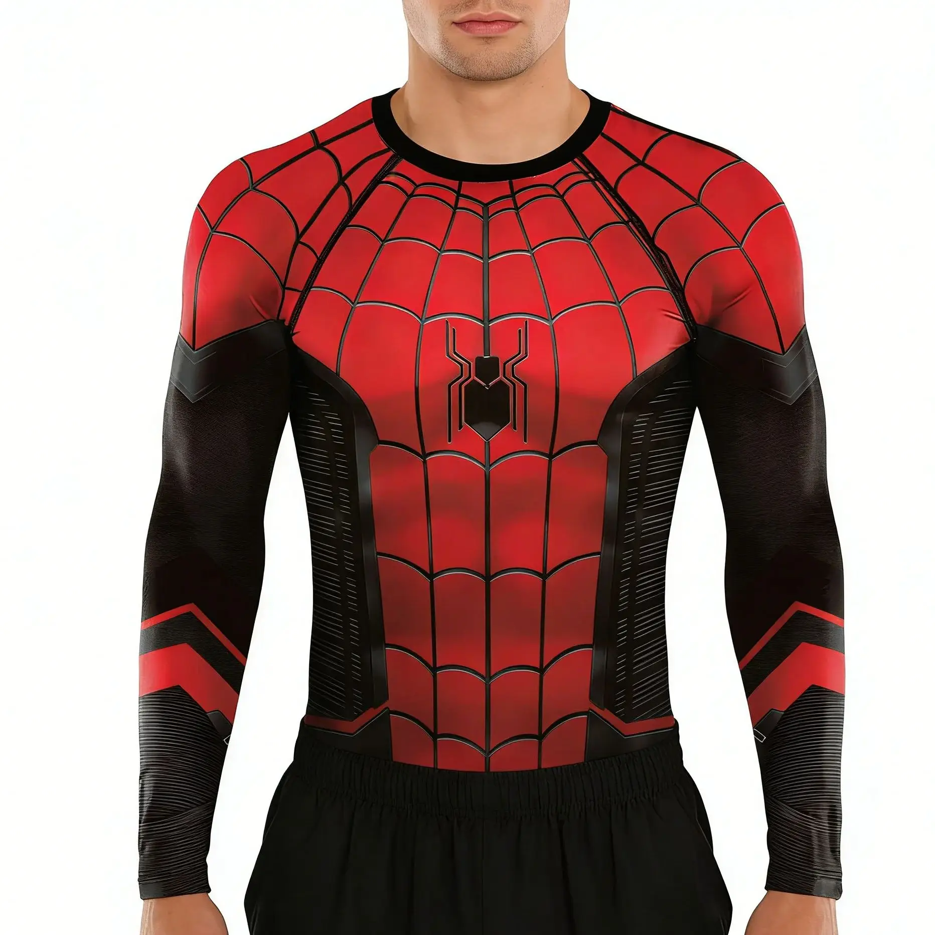 Camisetas de compresión para hombre, manga larga, cómics, Spiderman, cosplay, superhéroe, ropa de Halloween, camiseta para adultos, niños y padres e hijos
