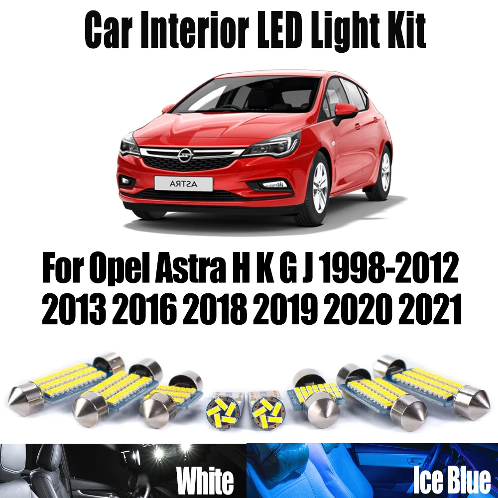 Canbus LED Interior Map Dome Light Kit For Opel Astra H K G J 1998- 2012 2013 2016 2018 2019 2020 2021 Car Vanity Mirror Bulbs