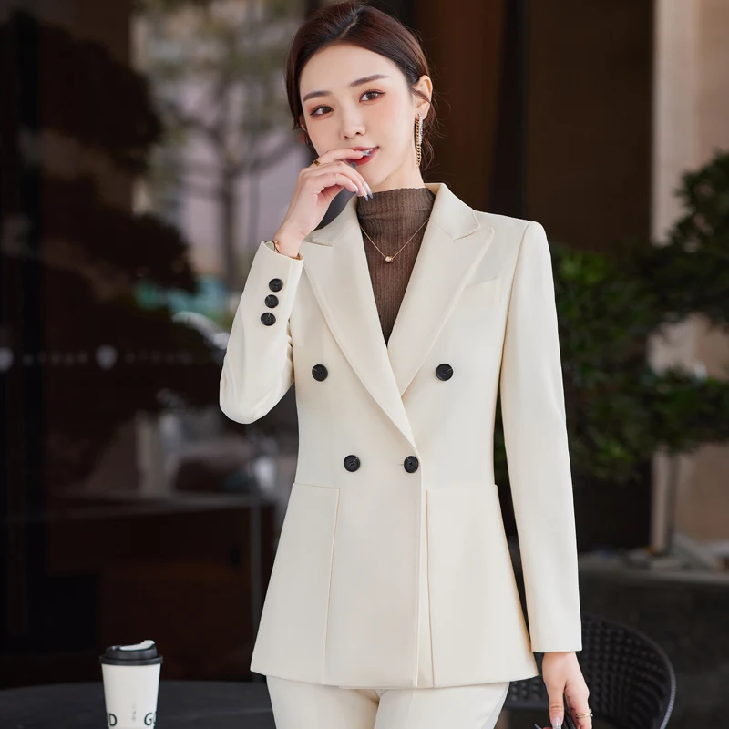 High Quality Fabric Formal Women Business Work Wear Suits Pantsuits with Pants and Jackets Coat Professional Blazer Trousers Set