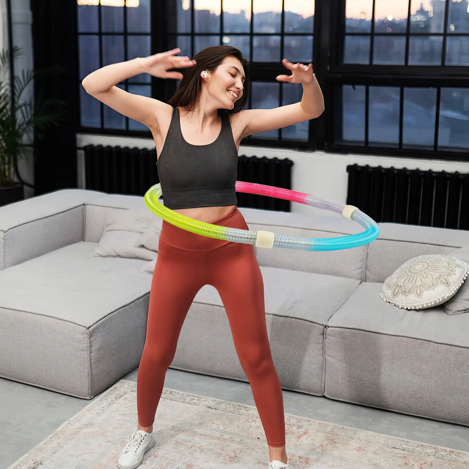 Indoor Spring Belly Hoop Korean Inspired Gradient Foldable Design for Women Waist Toning Abdomen Workout Fitness Sports Belly