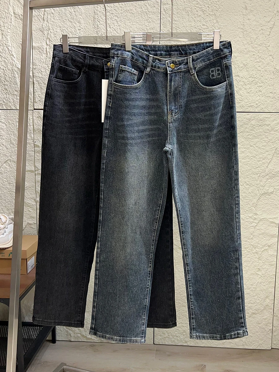 

Comfortable Men's Straight Leg Wide Leg Jeans Heavy Duty Denim 92% Cotton Slight Elasticity Autumn Casual Fashionable