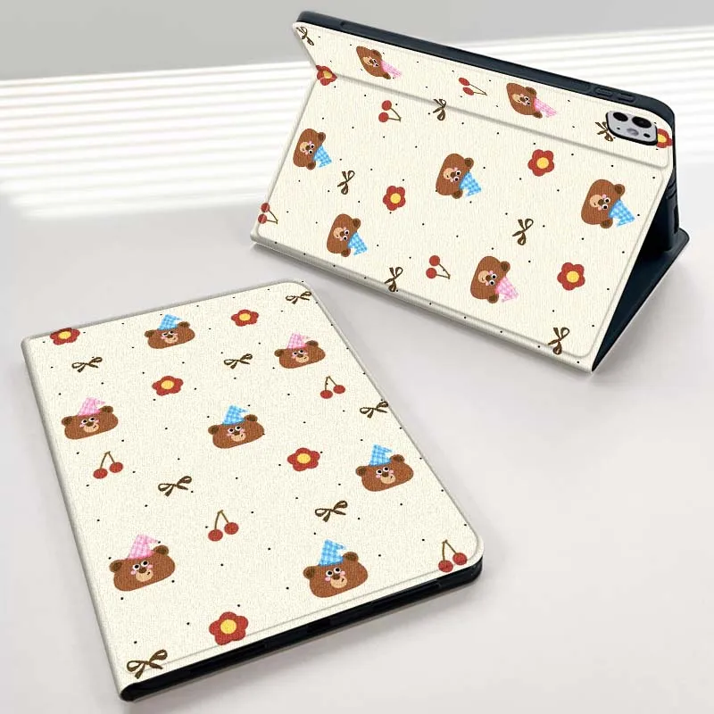 

Bow Bear Element Pattern For iPad mini Air 1 2 3 4 5 6 7 6th 7th 9 11 13 M3 M2 gen 7.9 8.3 10.9 Inch 2025 Tablet Case
