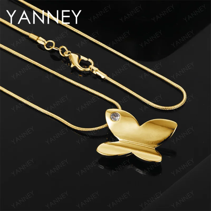 

18K Gold 16-30 Inch Exquisite Butterfly Pendant Necklace, Stylish Women's Wedding Accessory Jewelry Gift