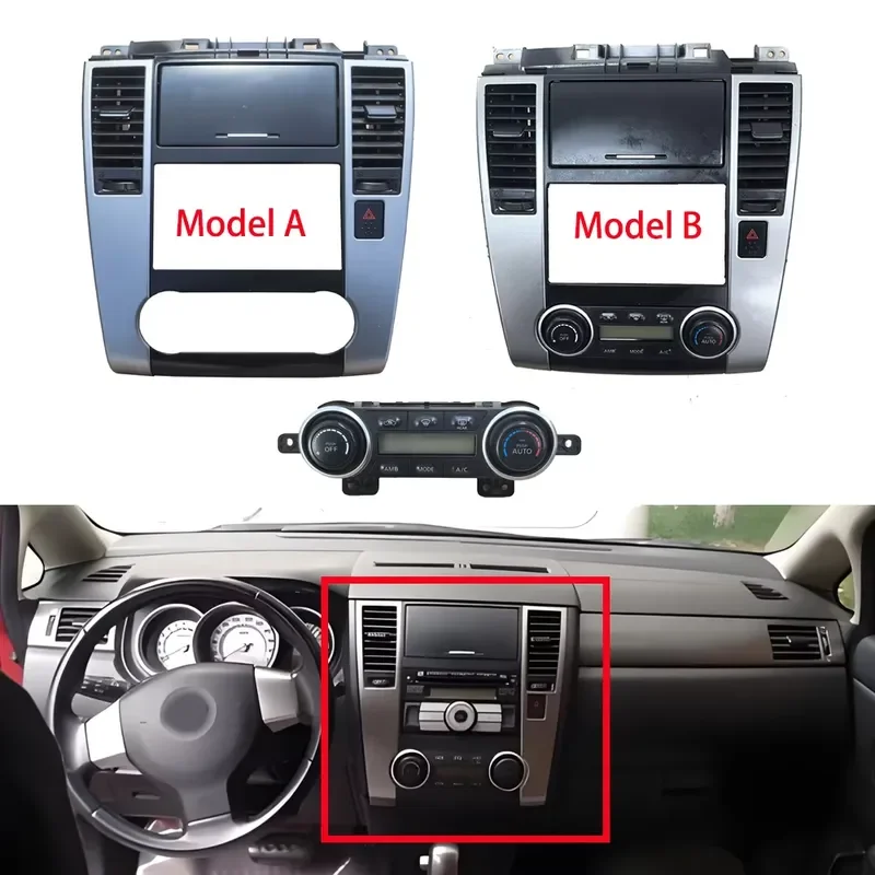 For Nissan Tiida C11 2008-2011 Center Air Vent Outlet Grille AC Installation Fresh Air Conditioning Dashboard Trim
