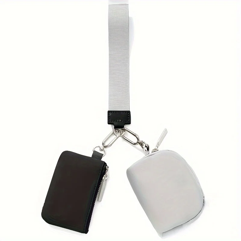 

Mini Women's Zipper Wristband Wallet, Double Pocket Portable Keychain Wallet Card Holder, Wrist Bag,