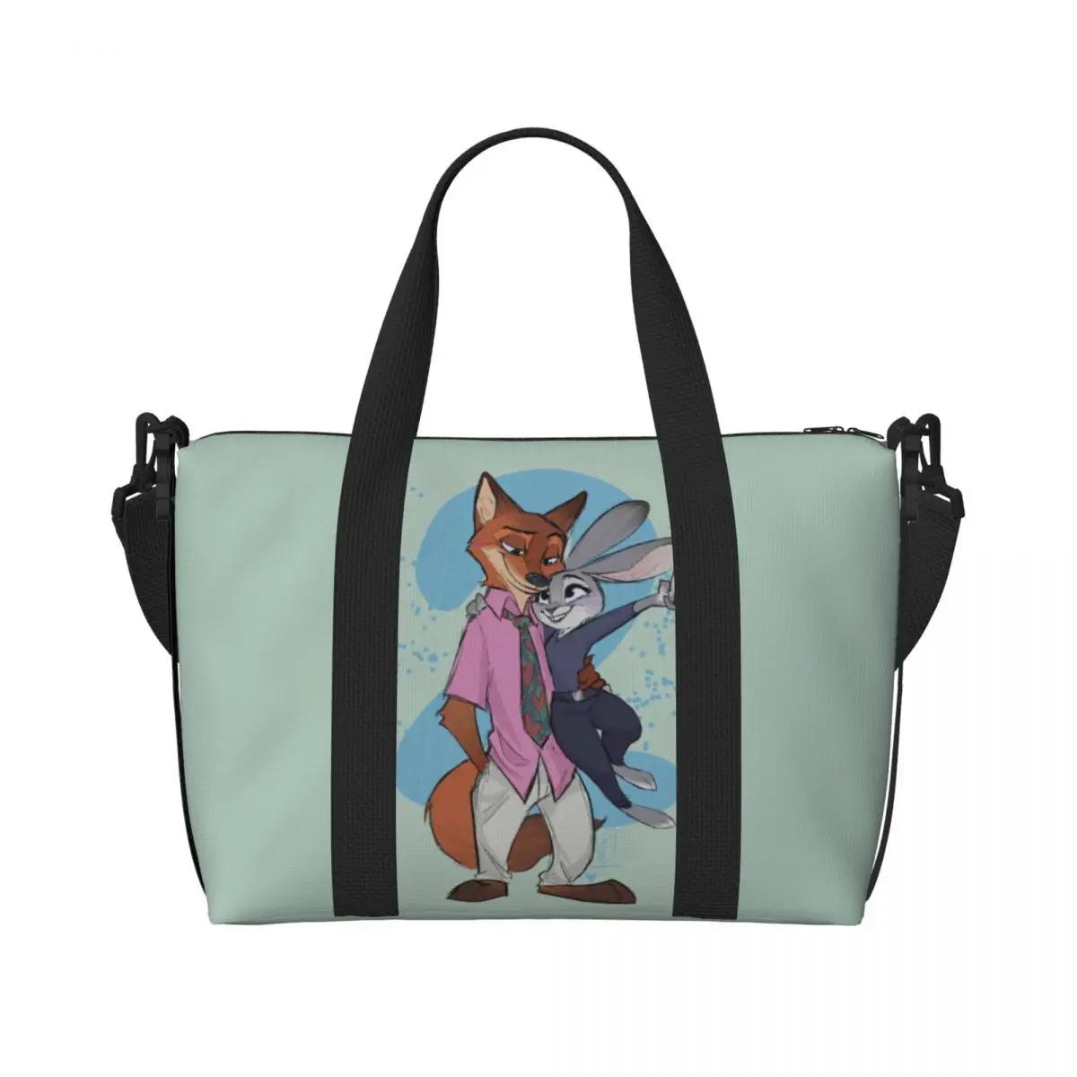 

Custom Large Z-Zootopia Wallpaper Tote Bag for Women Cute Cartoon Shopper Shoulder Beach Gym Travel Bag