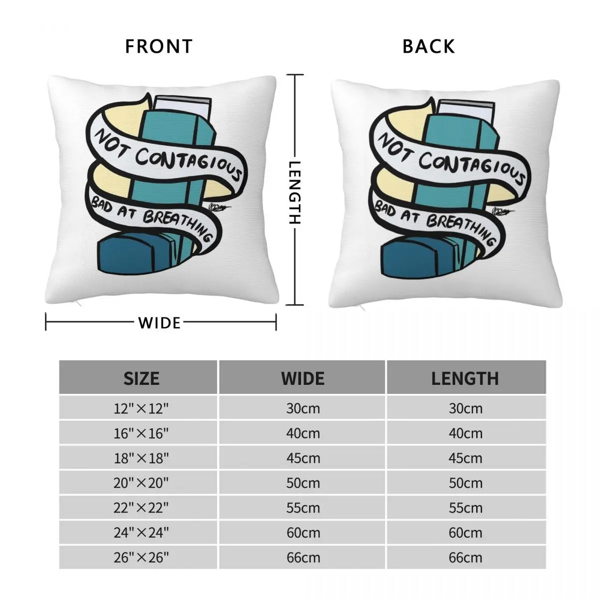 Not Contagious, Bad At Breathing Square Pillowcase Pillow Cover Polyester Cushion Decor Comfort Throw Pillow for Home Bedroom