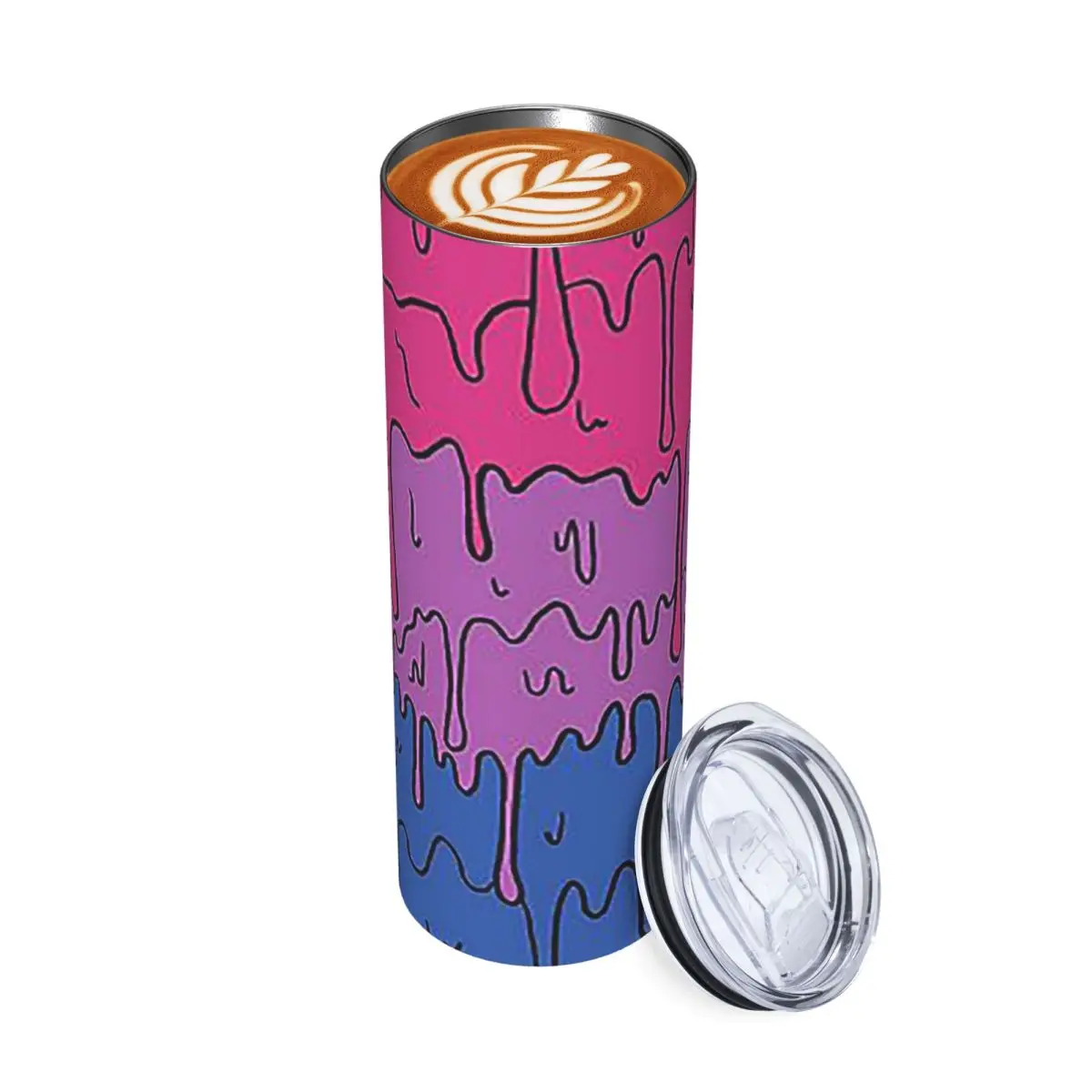 Pastel Kawaii Melting Bisexual Pride LGBTQ Design Stainless Steel Tumbler Insulated Mug Thermal Cold Cup Straws With Lid 20oz