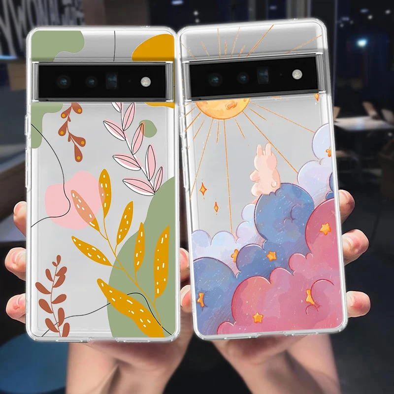 Cute Cartoon Candy Painted Phone Case For Google Pixel 9 Pro XL 8 7 6 Pro 8A 7A 6A 5 4 5A 4A 3A XL 5G Shockproof Clear Cover