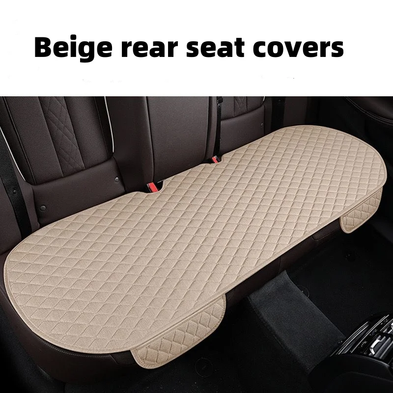 Flax Car Rear Seat Cover Breathable Front Protection Anti-slip Cushion Four Seasons Car Interior Chair Mat Accessories