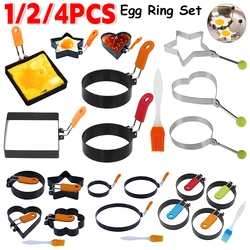 Stainless Steel Fried Egg Ring Breakfast Pancake Fried Egg Mold with Handle Non-stick Muffins Omelet Maker Kitchen Accessories