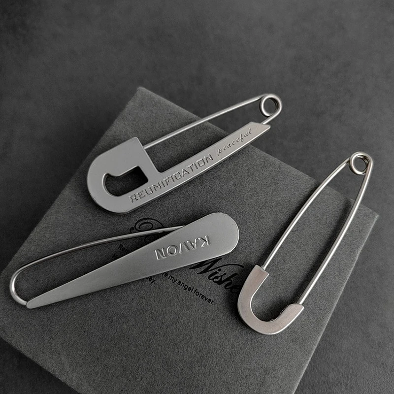 Pinos grandes da moda para roupas, alfinetes de segurança de metal, jeans, vestido, cachecol, acessórios ajustáveis
