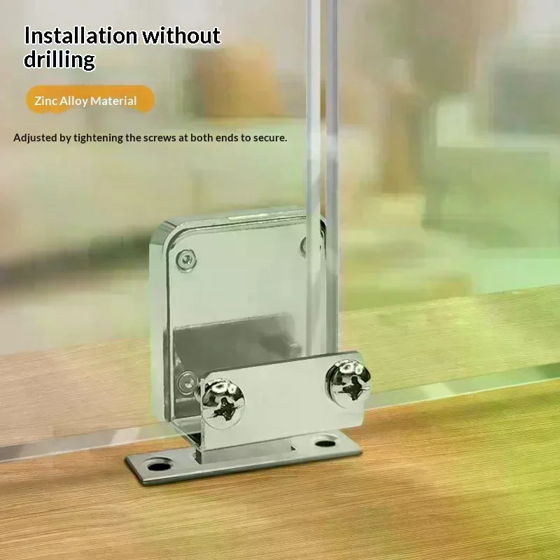 No Drill Glass Cabinet Lock With Anti Theft Design Easy Install Perfect For Home Display Cabinets Showcases