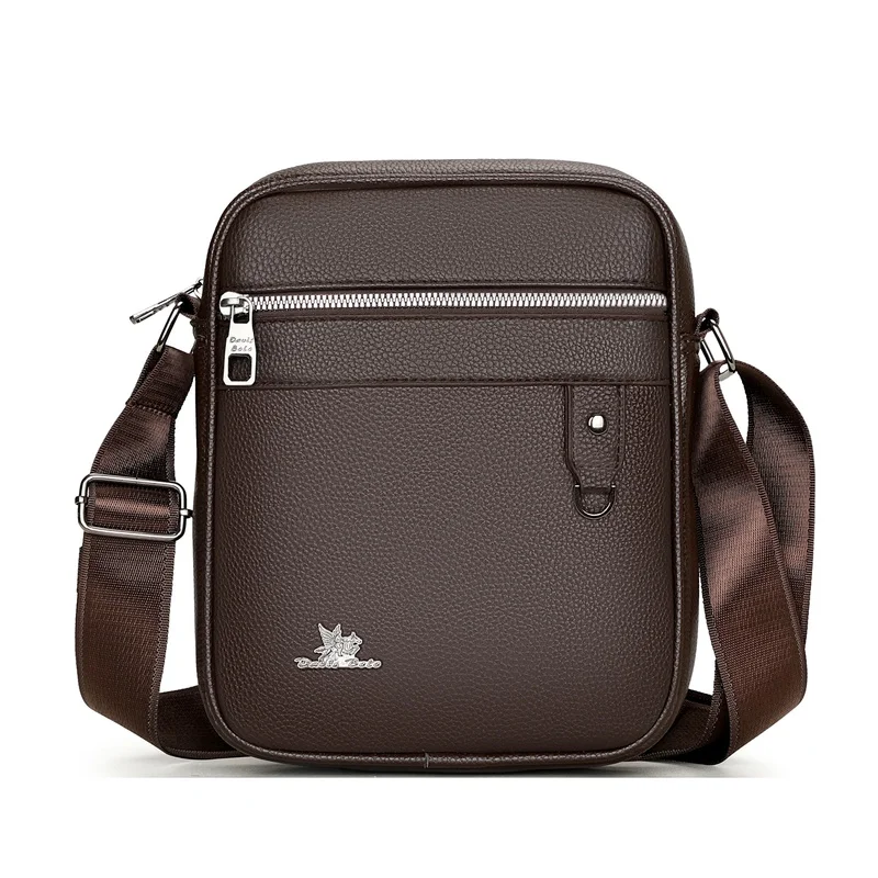 Classic Men's Solid Color PU Leather Business Shoulder Crossbody Tote Sacoche Bolsos Para Hombre Multi Functional Daily Travel W