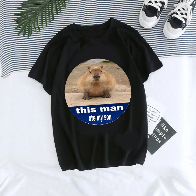 Women Capybara T Shirt Unisex Cartoon Manga Kawaii Tops T-shirt Funny Animals Fashion Tees Casual Harajuku Graphic Tshirt Female