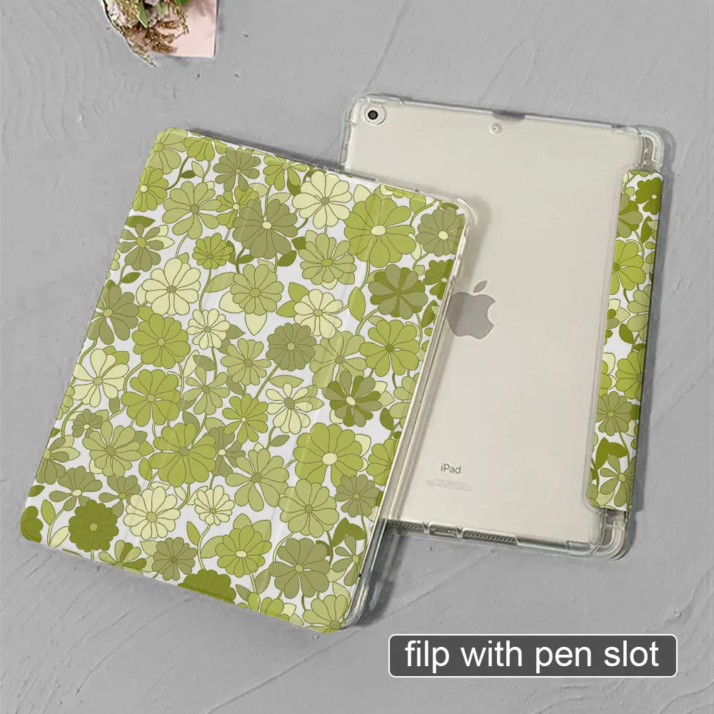 Full screen flower iPad case Air 4th generation 10.9in Pen slot 2021Pro 11 sleep wake mini 6th generation silicone soft case