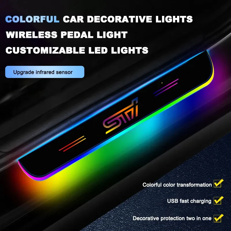 LED Wireless Welcome Pedal Car Scuff Plate Door Sill Light For Subaru STI OUTBACK wvr BRZ XV Impreza Forester Legacy Ascent