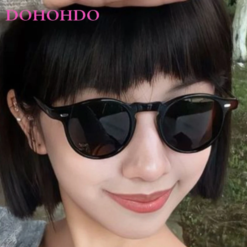 

Vintage Rivets Circular Women Sunglasses For Trendy Luxury Brand Designer Men Outdoors Travel Driving Sun Glasses Female UV400