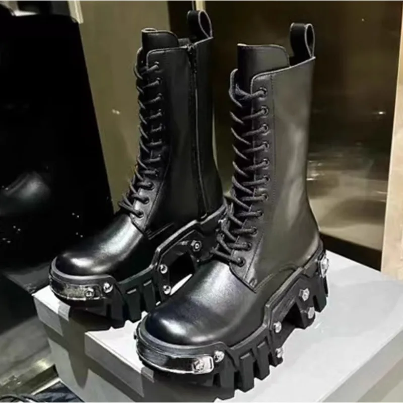 

Новые модные ботинки унисекс 2026 года: высококачественные женские ретро-панк ботинки в стиле рабочей обуви, мотоботы для пар, женская обувь
