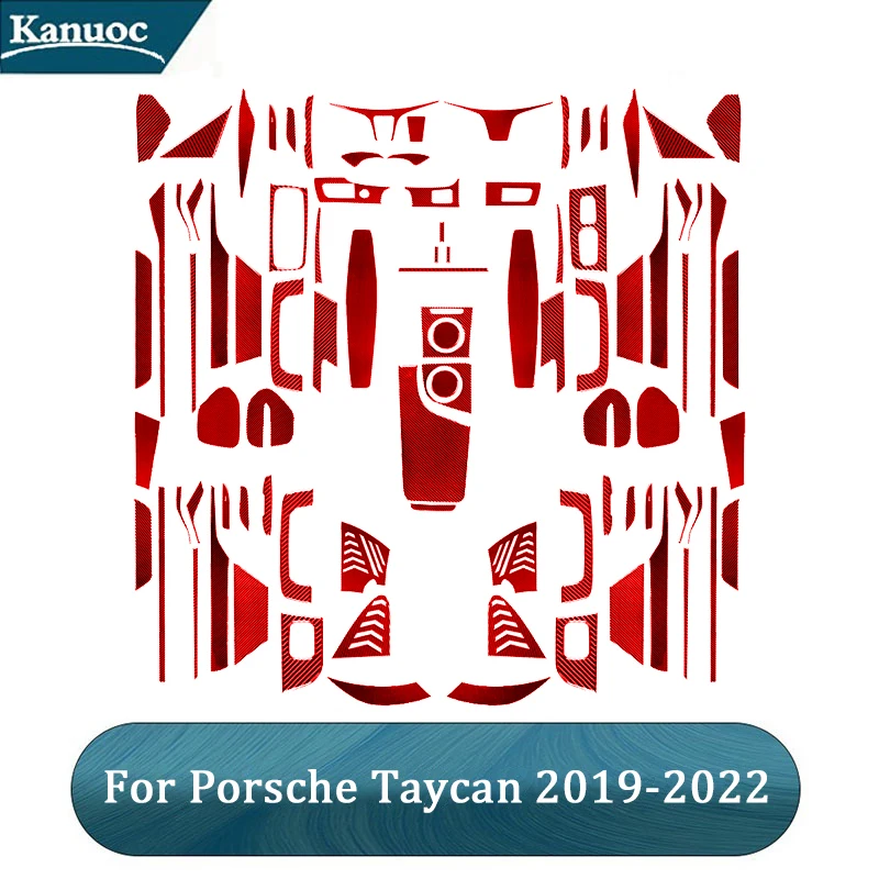 

For Porsche Taycan 2019 2020 2021 2022 Carbon Fiber Red Styling Stickers Cover Trim Car Interior Decorative Accessories