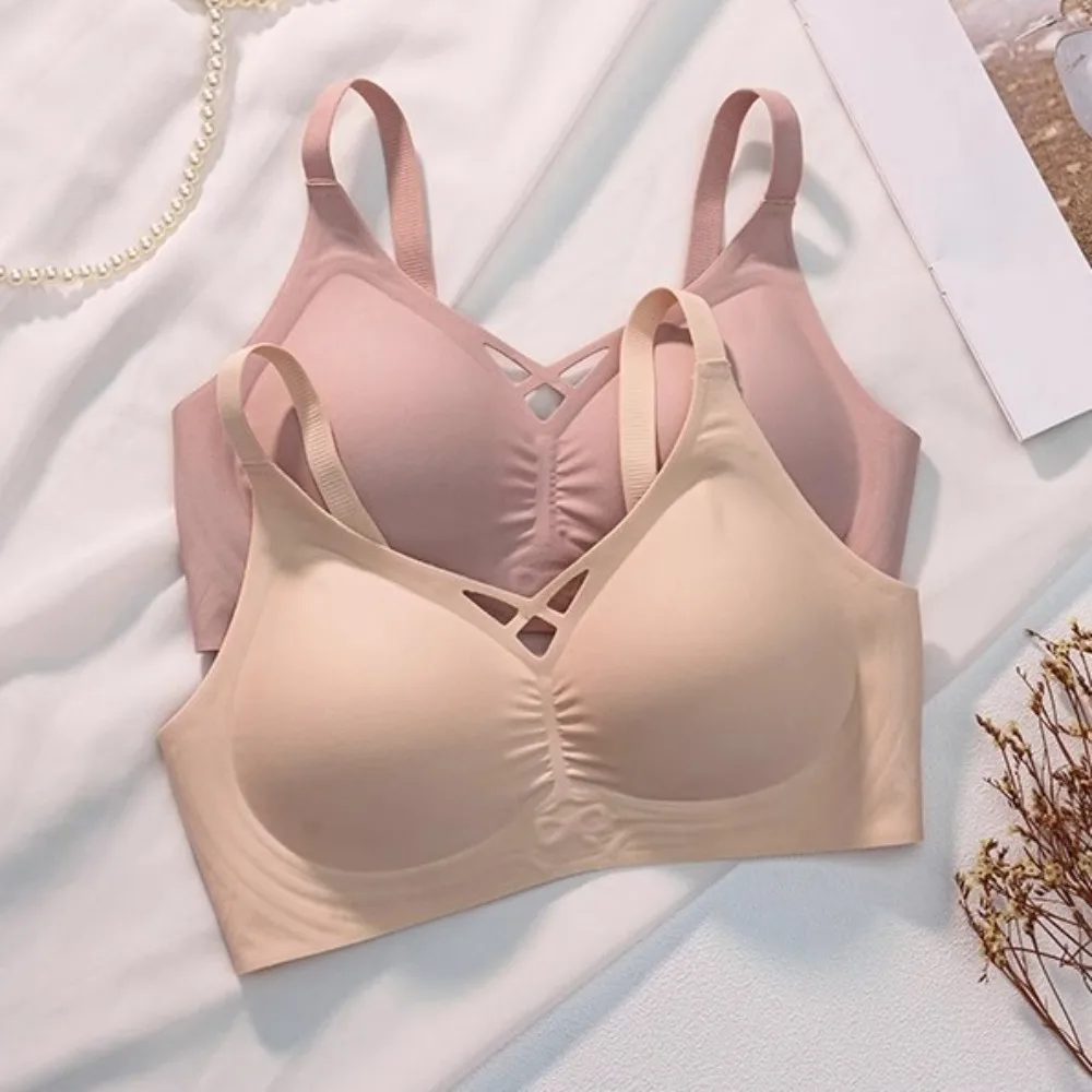 

Simple Push-up Seamless Brassiere Shockproof Close-fitting Wireless Deep V Bra Anti-sagging Lingerie Underwear for Women Female