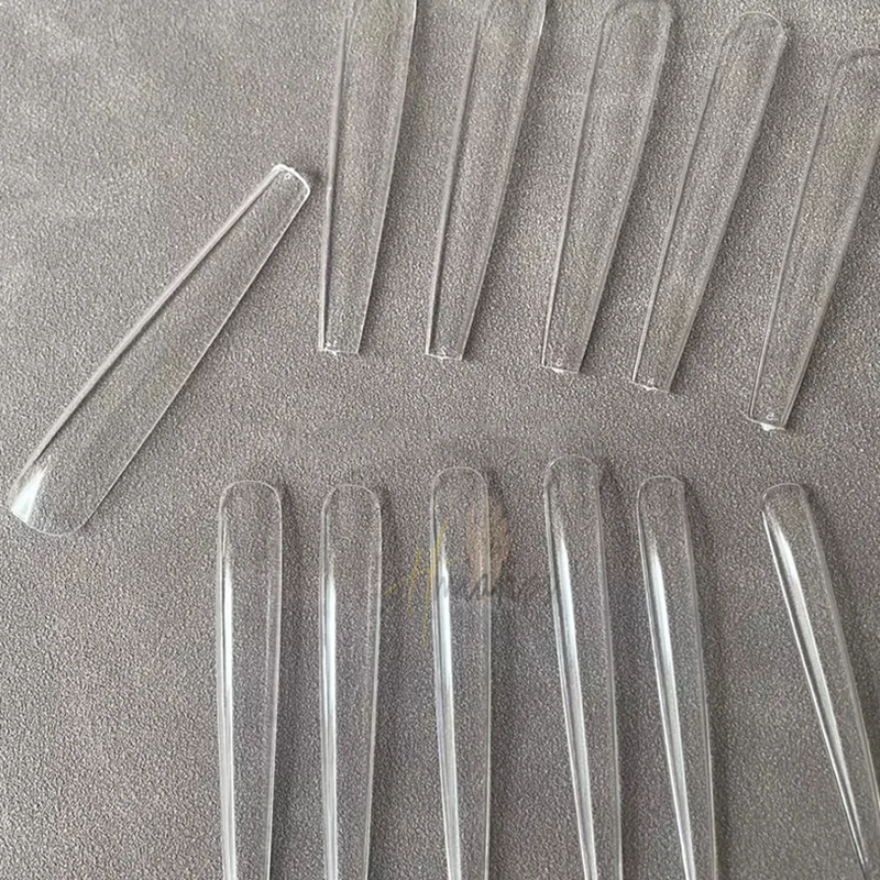 5xl Coffin Full Cover False Nail Tips Square Straight Clear Extra Long Fake Nails Manicure Practice Accessories Tool