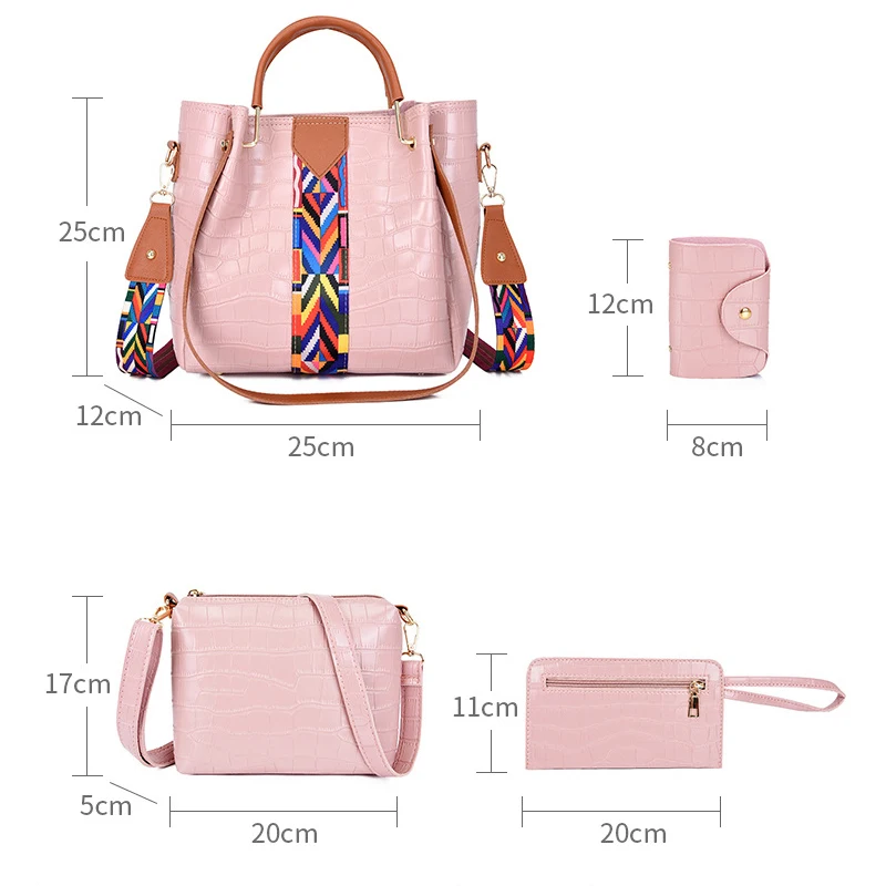 4 sztuk/zestaw modna damska torba modna w stylu etnicznym torebka z PU torby Crossbody torebka torba na ramię modne dziewczyny portfel