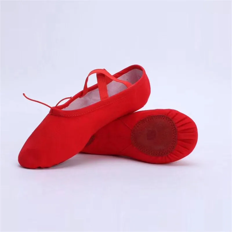 High Quality Kids Girls Women Adult Pink Split Sole Soft Canvas Ballet Flat Shoes for sale