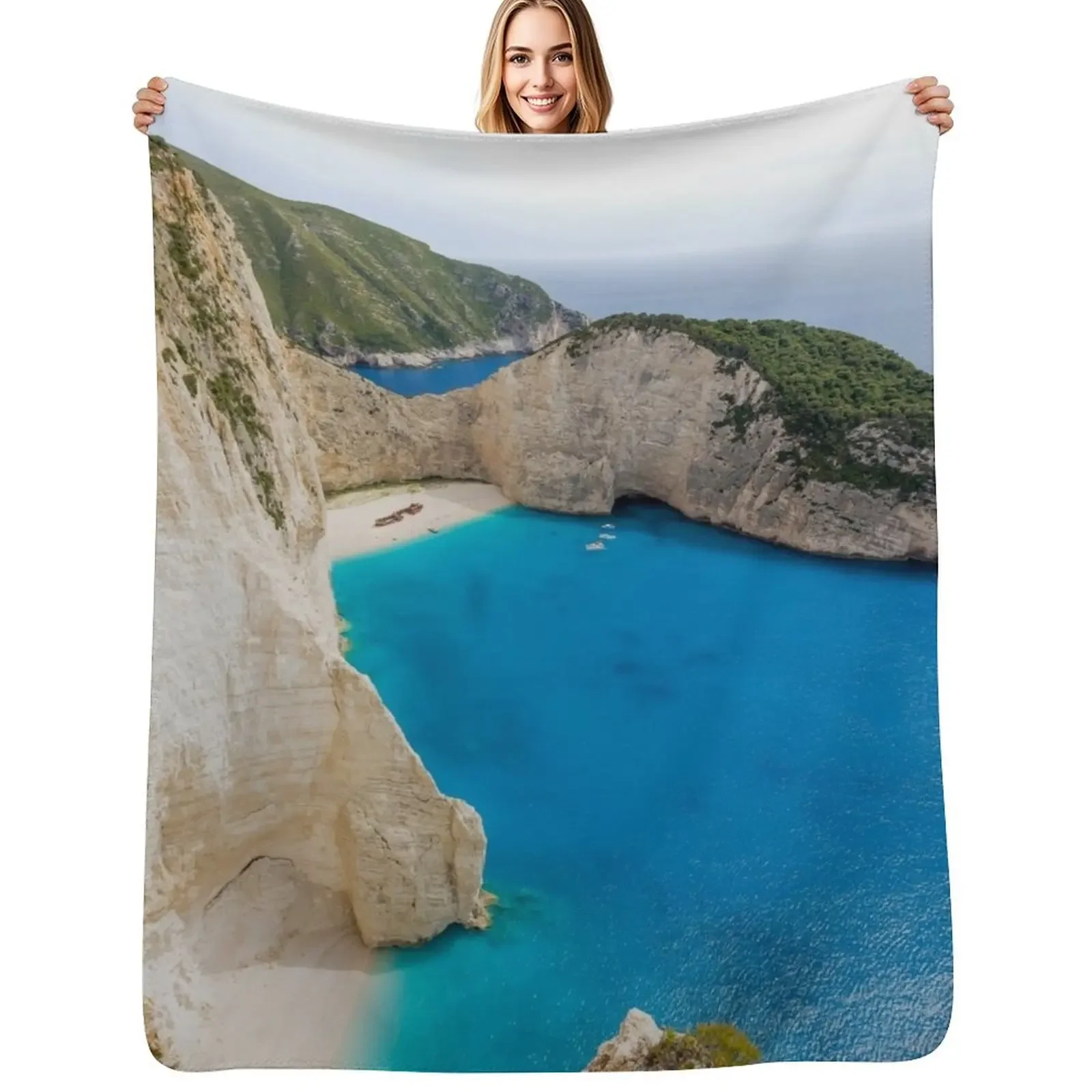 

Mountains and sea, Zante, Greece Throw Blanket anime Summer Cute Heavy Blanket