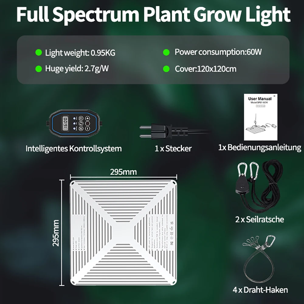 MUIZLUX-Luz LED de cultivo Quantum ultrafina, temporizador regulable, fitoamplificador de espectro completo, AC100-240V, 48/60W, tienda de cultivo