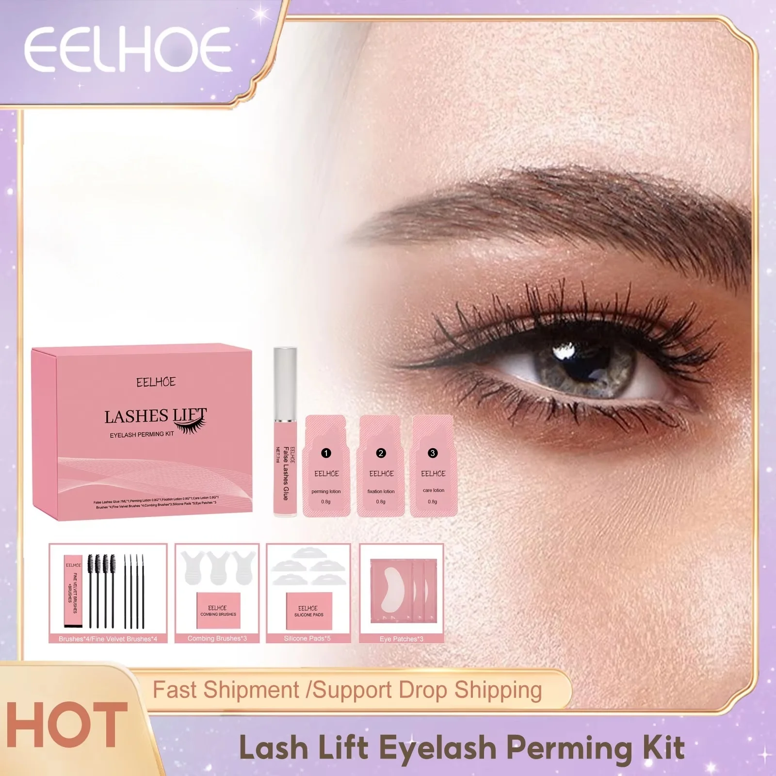 EELHOE Lash Lift Kit Lifting Brow Eyelash Enhancer Semi-Permanent Lasting Eyelash Lifting Lash Perm Natural Eyelash Makeup Tools