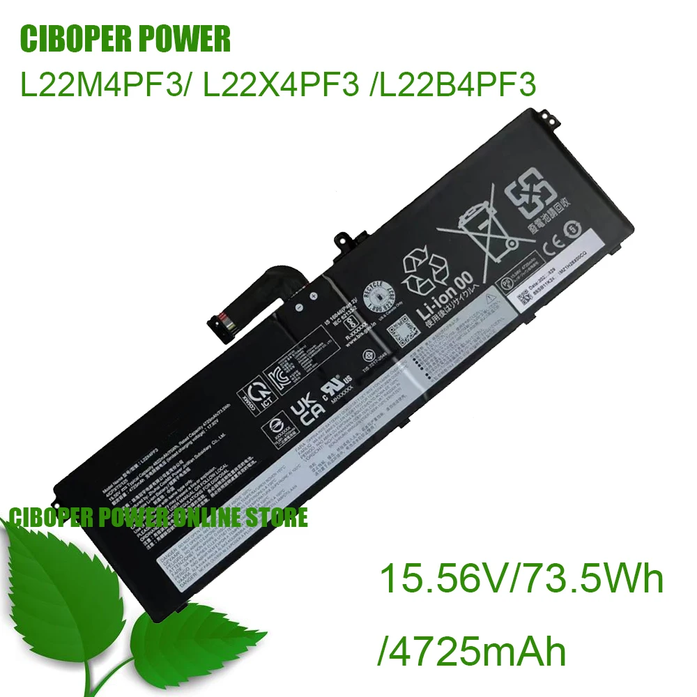 CP Laptop Battery L22M4PF3 L22X4PF3 L22B4PF3 15.56V/73.5Wh/4725mAh For Xiaoxin PRO14 IRH8/ARP8 2023 Series Notebook