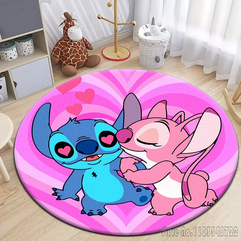 Lilo e Stitch simpatico tappeto rotondo, tappeto carino, camera da letto, soggiorno, tappetino per porta, picnic, anime, decorazione della stanza, tappeto per l'area, tappetini per la casa