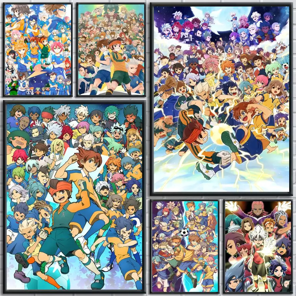 Inazuma E-Eleven Satin Cloth Poster Stickers Mural Painting Self-Adhesive Wall Decals for Bedroom Living Room Home HD Decor Gift