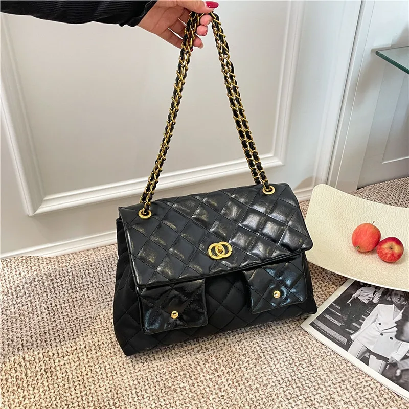 

Винтажная лоскутная большая сумка 2025 года, элегантная женская сумка с верхней ручкой, просторная сумка через плечо, текстурированная сумка через плечо