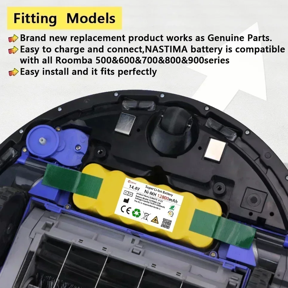 Batería de 12.8Ah 18650 para aspiradora Irobot Roomba series 500 600 700 800 900, Irobot Roomba 600 620 650 700 770 780 800