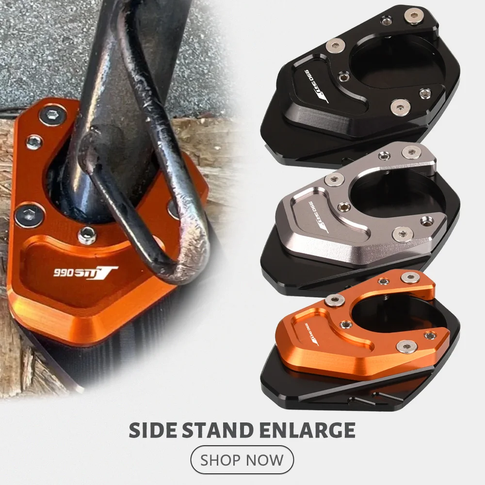 

2023 Motorbike Aluminium Accessories Kickstand Plate Pad Side Stand Enlarge For K*M 990 SMT 990SMT 2009 2010 2011 2012 2013
