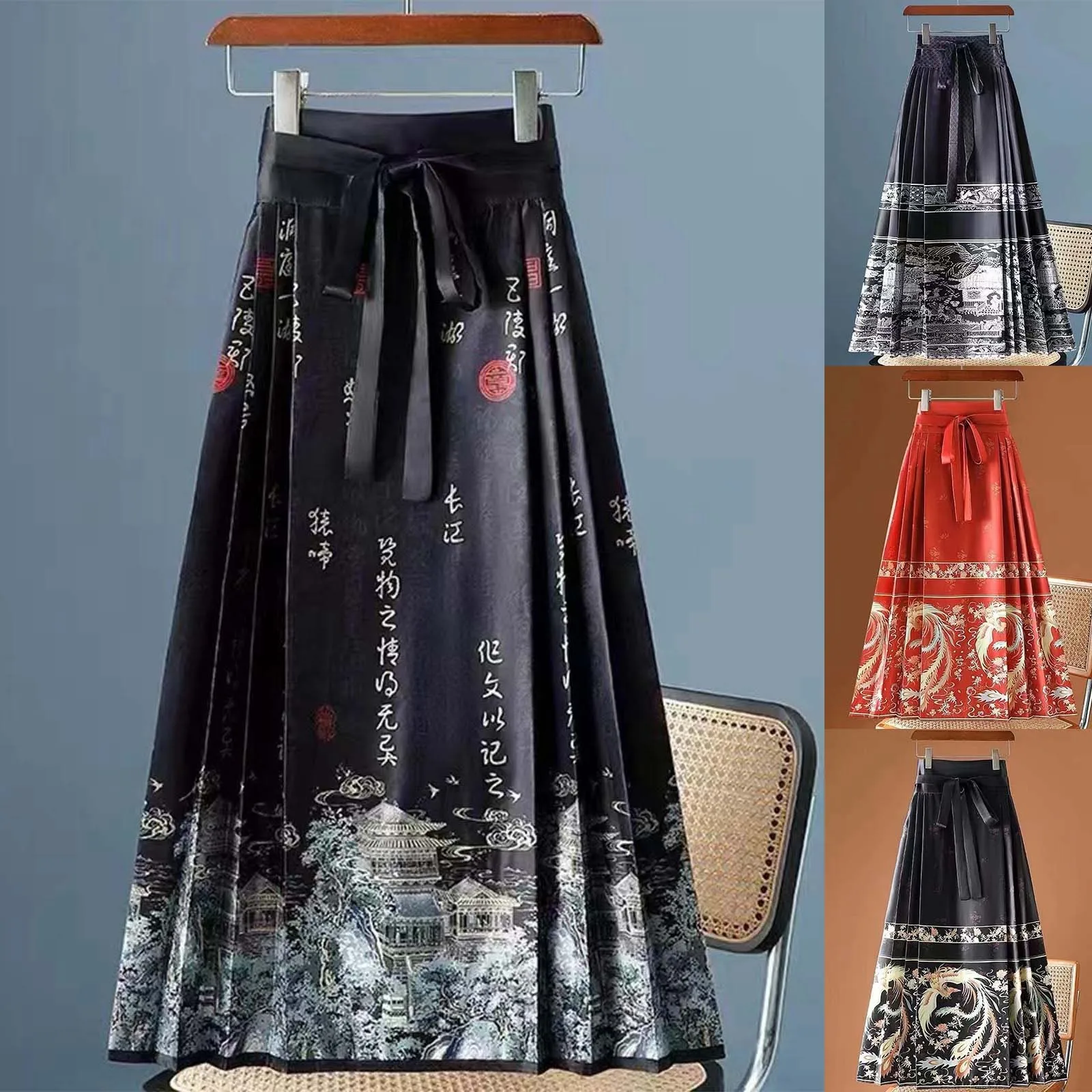 New Chinese Style National Horse Face Skirt Women's Spring Autumn/winter 2025 One-piece Dress Hanfu Hip Covering Pleated Skirt