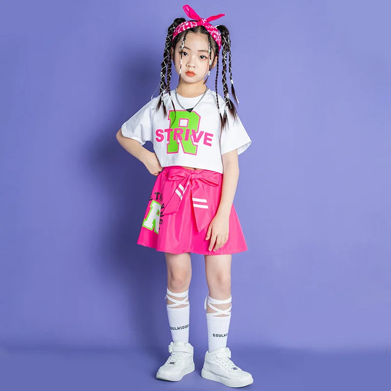 Kids Street Dance Wear for Girls Boys Dancewear Dancing Clothes Ballroom Jazz Hip Hop Skirt Fashion Costumes T Shirts Shorts