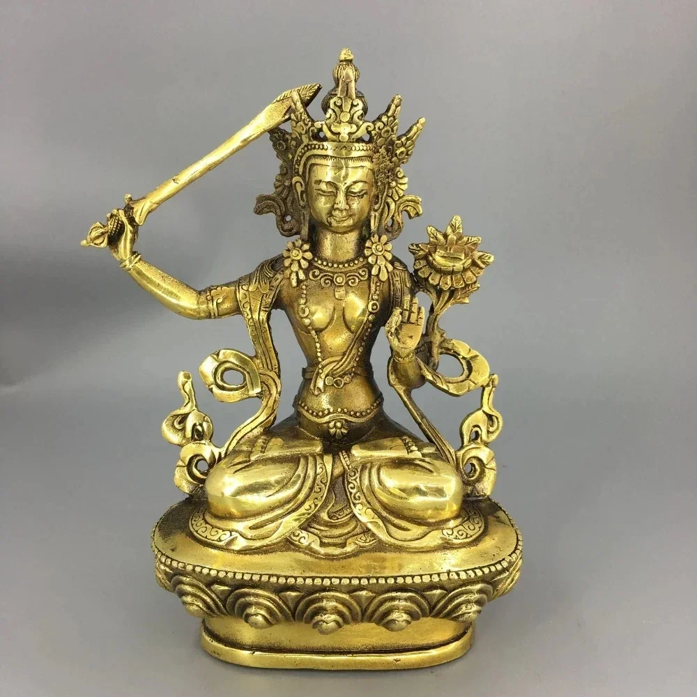 

free shipping China 6.4" Tibetan bronze Manjushri Bodhisattva Buddha Statue